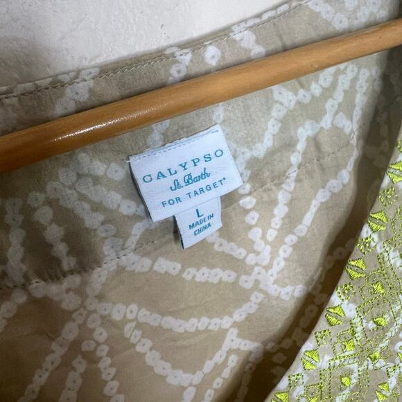 Calypso St. Barth Floral Beige Embroidered Tunic Large - Picture 2 of 9